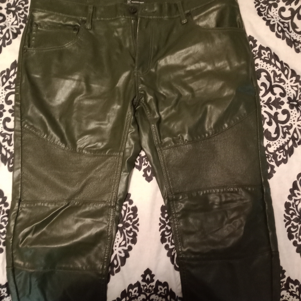 Dark green INC. men's faux leather pants